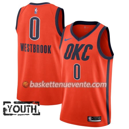 Maillot Basket Oklahoma City Thunder Russell Westbrook 0 2018-19 Nike Orange Swingman - Enfant